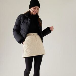 Athleta Solstice Chantilly Cream White Quilted Water Repellant Puffer Mini Skirt